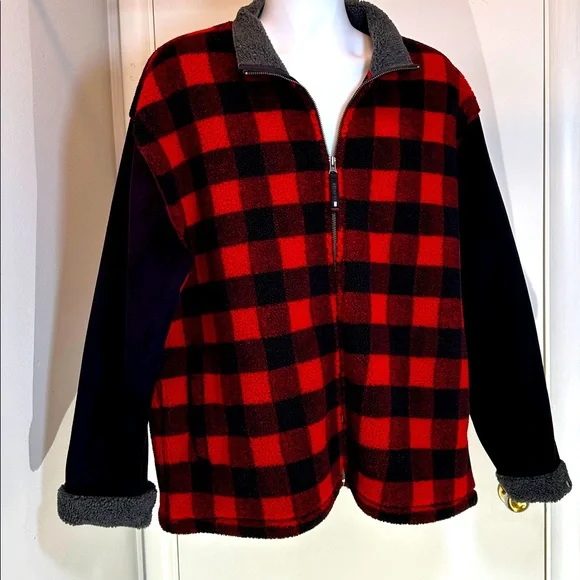 Tommy Hilfiger Fleeced Red & Black Plaid Jacket XL - Picture 2 of 14